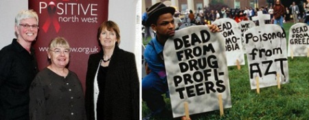 Labour MP Harriet Harman poses for a photo opportunity at Body Positive, the target of protests by angry service users. Around the world similar protests have taken place by people seeking to raise publicawareness of similar unethical practices.